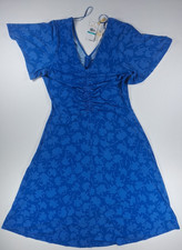 Michael Kors Women's Flutter Sleeve Ruched Floral Midi Dress, Grecian Blue, 0X