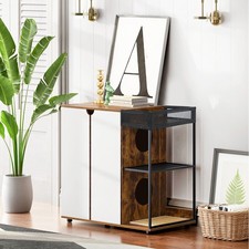 2-Cat Rustic Brown Litter Box Enclosure