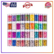 36 Colors Holographic Chunky Glitter Set for Epoxy Resin Body Face Nail Art C...