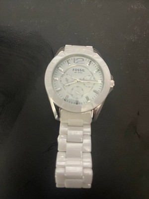Fossil White Ceramic Mother of Pearl GMT Ladies Watch CE1000