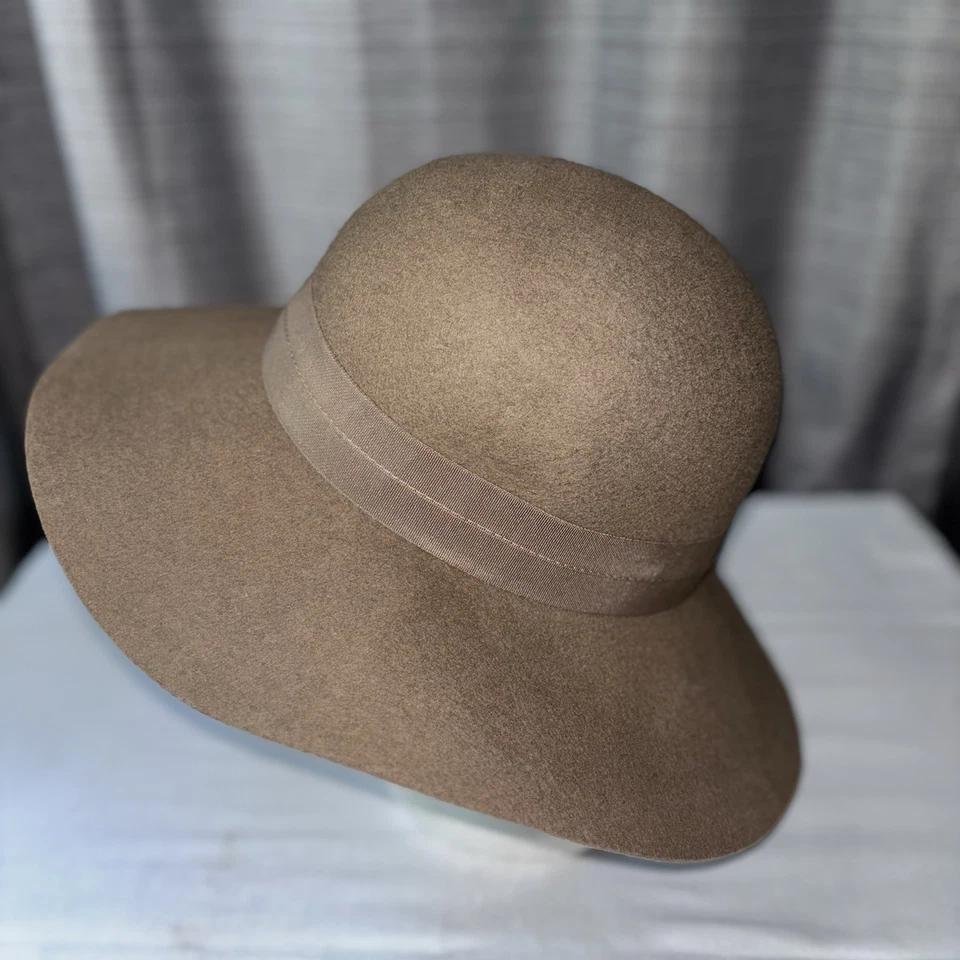 Nine West 100% Wool Felt Wide Brim Hat Tan Womens One Size - Image 4 of 4