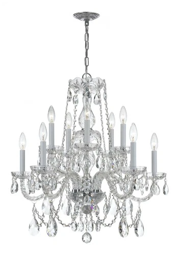 Traditional Crystal 26"W Polished Chrome 10-Light Chandelier - Picture 1 of 5