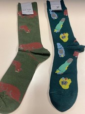 Paul Smith Luxury Socks Green Mouse Bear Footprints Rare Brand New