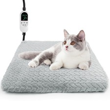 Heated Cat Bed Indoor, 12 Level Temperature Dog Cat Heating Pad with Timer, P...