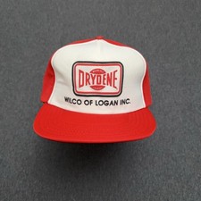 VTG Drydene Oil Hat OSFA White Trucker Foam Made In USA 80s Wilco Of Logan Inc
