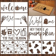 14 Pcs Fall Halloween Stencils for Door Mats, Pumpkin Ghost