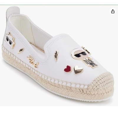 Karl Lagerfeld Womens MICHAELA Metal Embellished Espadrilles Shoes Sz 10 NIB