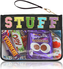 Chenille Letter Clear Zipper Pouch for Travel Preppy Stuff Bag Aesthetic Storage