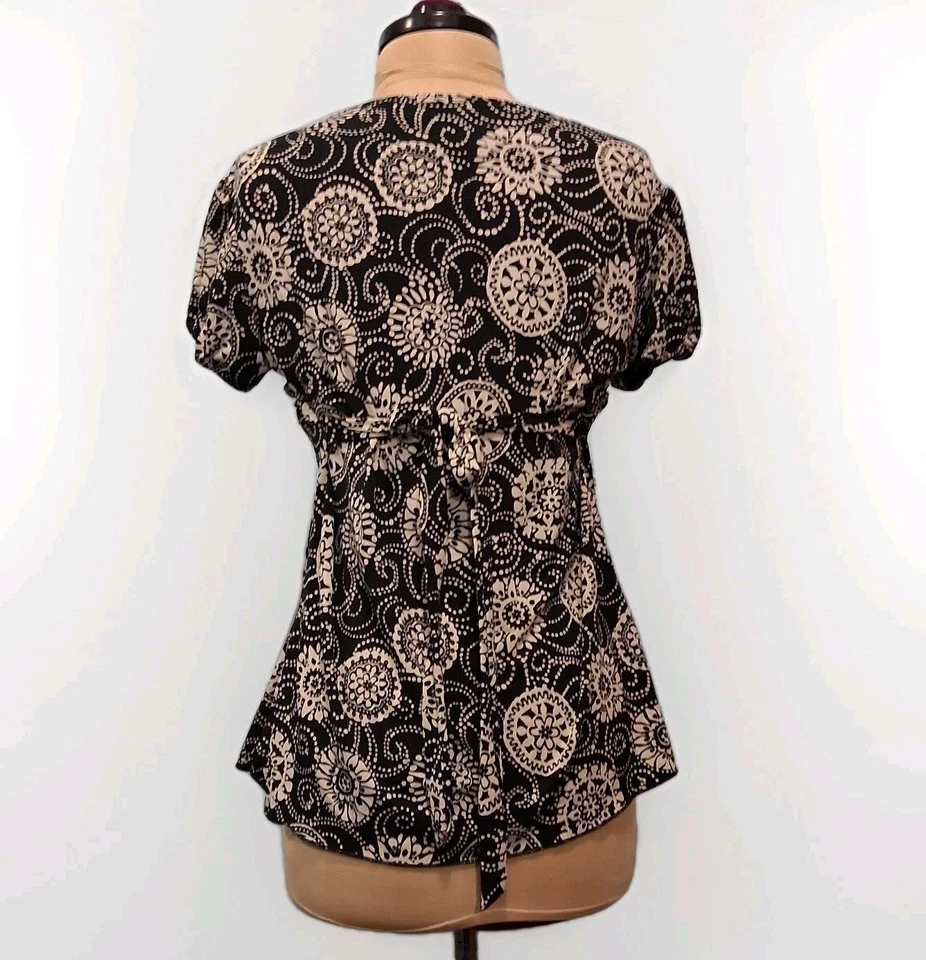 J.T.B. Top Babydoll Y2K Manga Corta Abullonada Negro Blanco Cuello Corazón M Foto 3 de 4