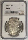 1882 CC Morgan Silver Dollar Coin NGC MS 63