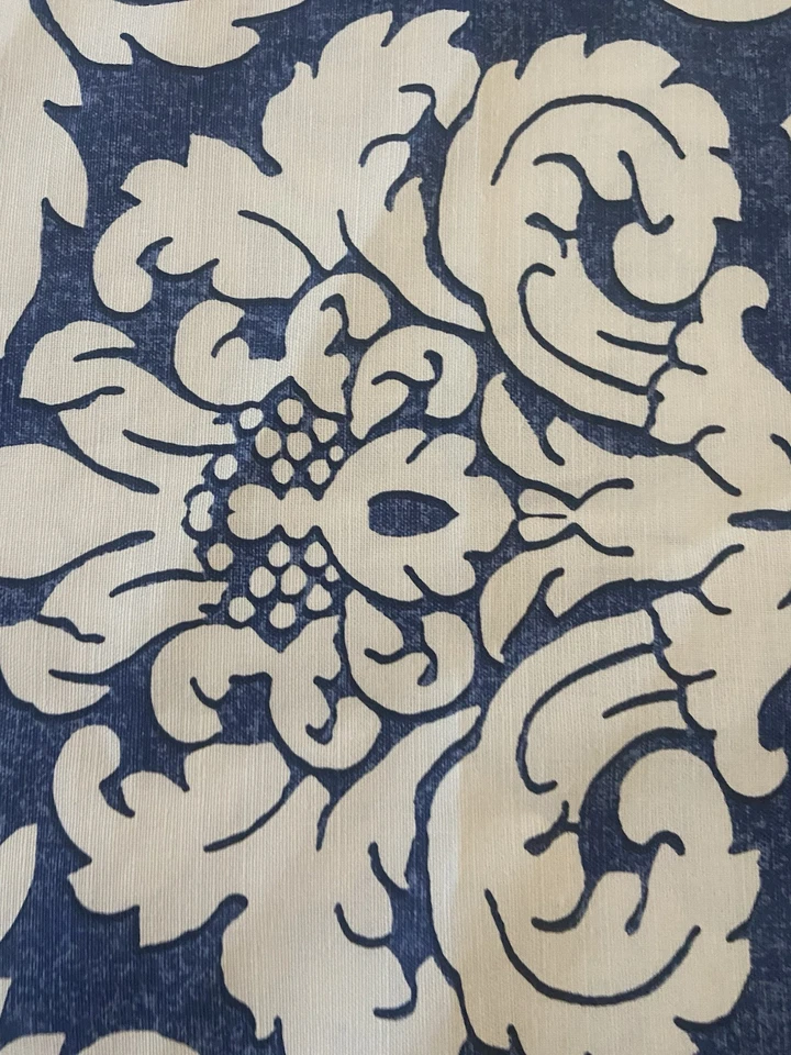 Thibaut Damask Linen Weave Fabric Trelawny Blue & White 2 yards 14”  Made in USA - Image 3 of 4