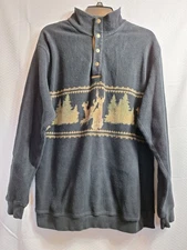 Legendary WHITETAILS Original Deer Gear Fleece Pullover Sz M Black Brown Nature