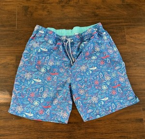 Peter Millar Seaside Collection Swim Trunks Mens L Lined Drawstring Island Print