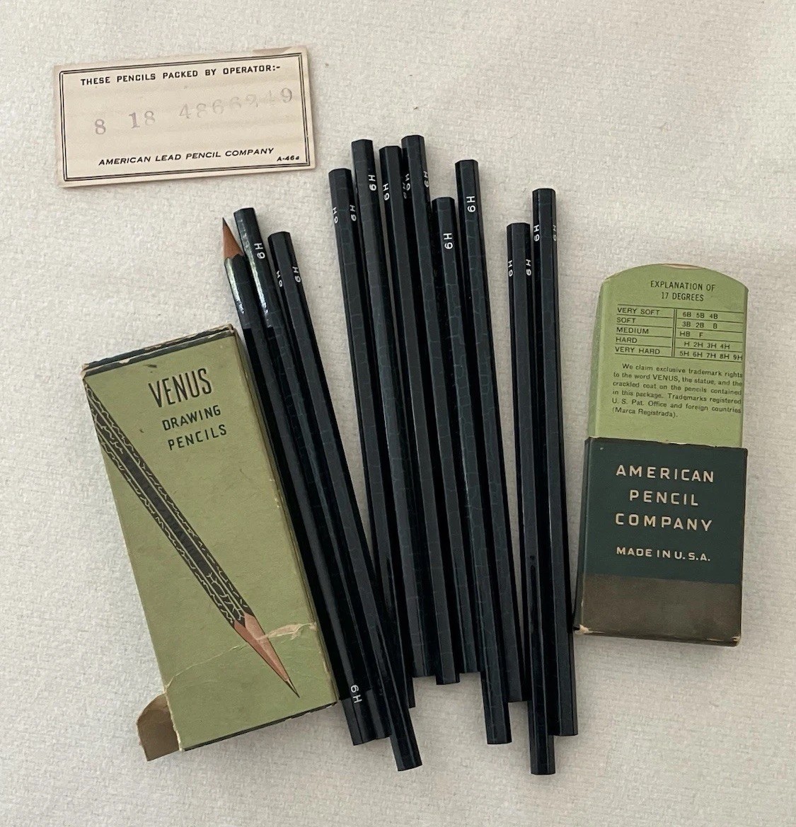 VENUS DRAWING PENCILS COMPANY Vintage 6H 11 Drawing Pencils READ