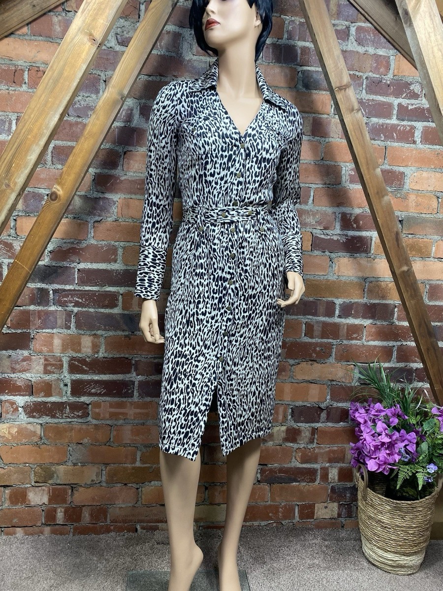 karen millen leopard print shirt dress New Karen Millen Leopard Print V-neck T-shirt Dress Size US 2 retail $250