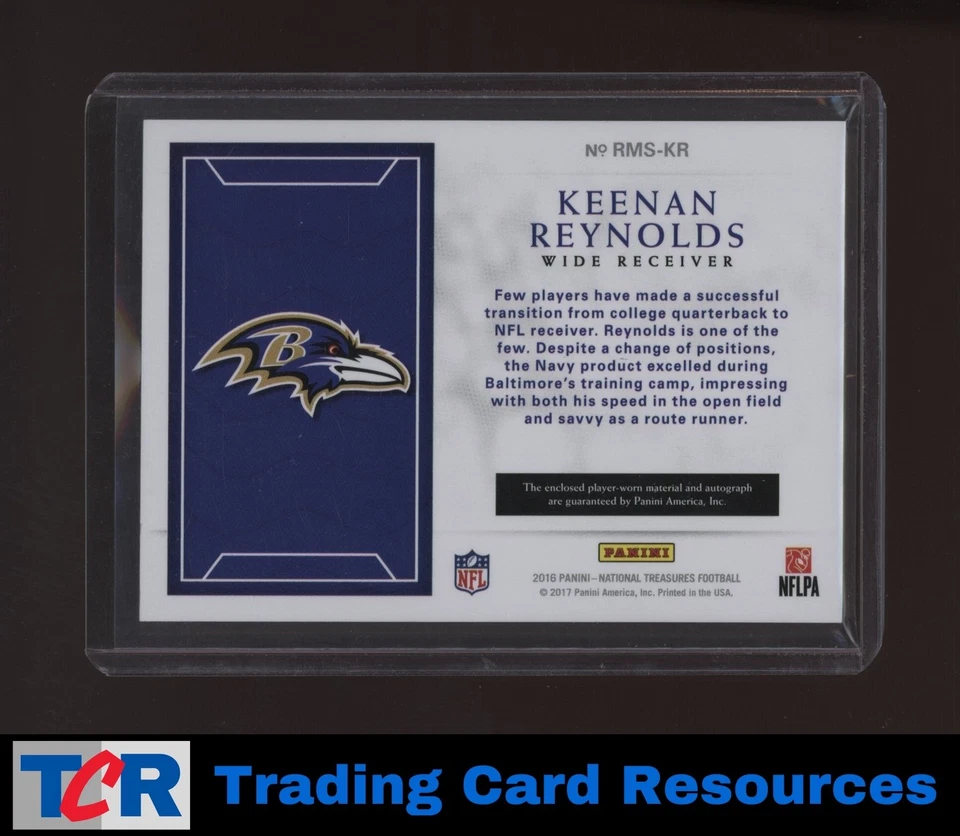 2016 National Treasures Keenan Reynolds Rookie Materials Gold #/10 Patch Auto - Image 2 of 2