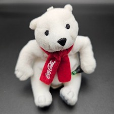 Coca Cola Polar Bear Plush Red Scarf Small Stuffed Animal Toy