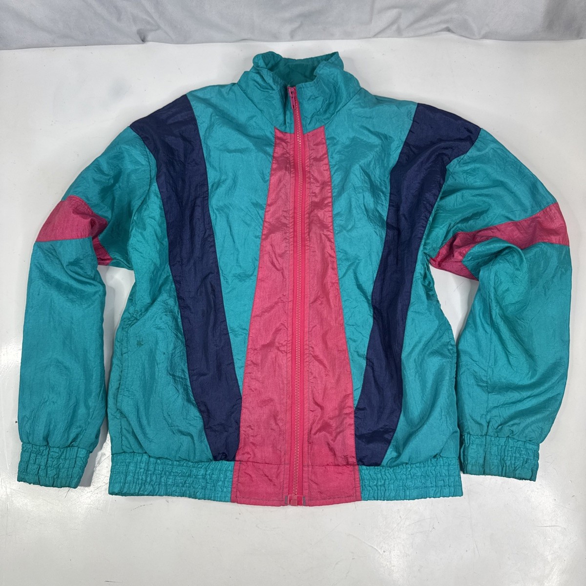Vintage Cabin Creek Jacket Teal Pink Purple 80s 90s Colorblock