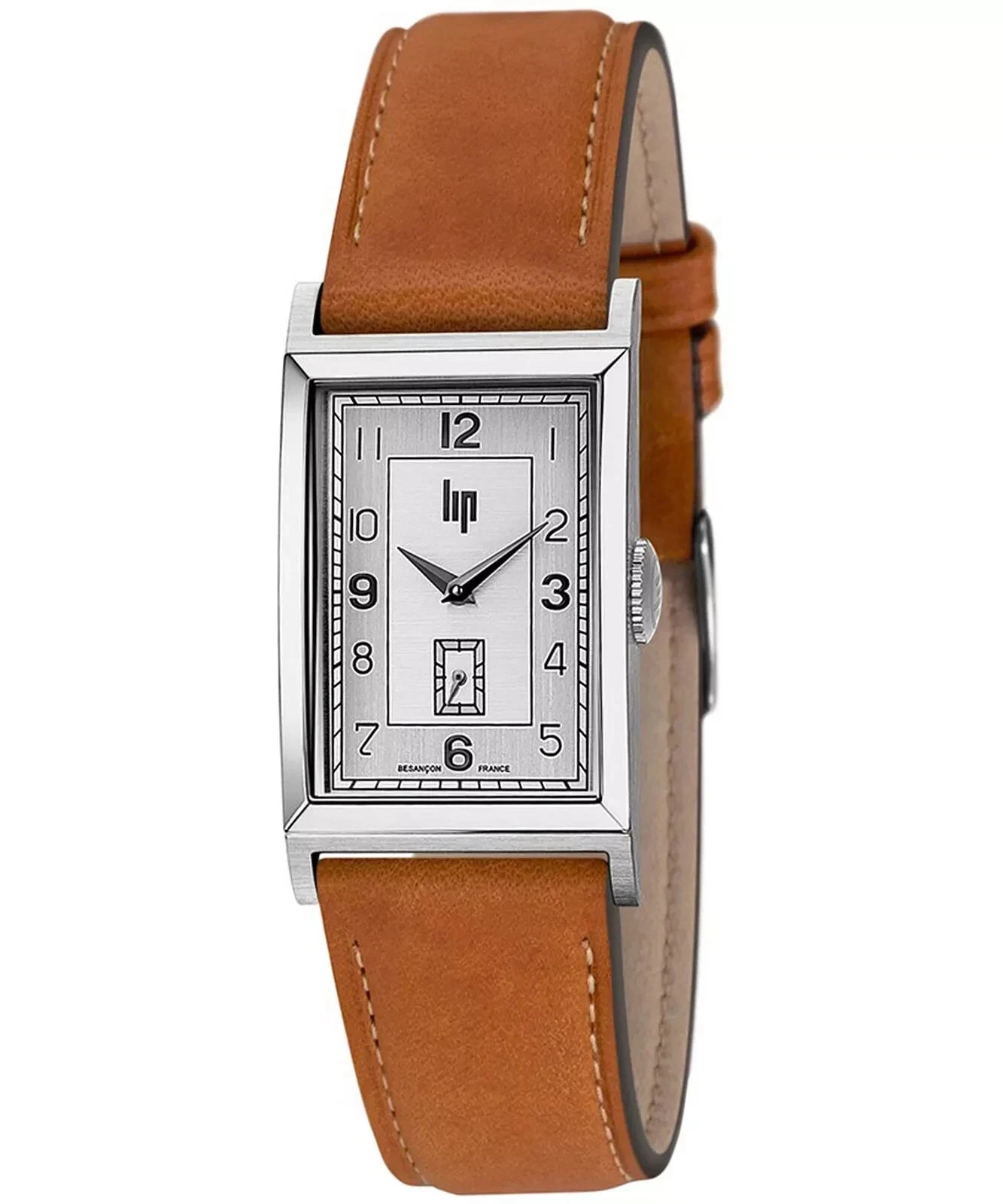 Montre femme Lip T18 671015 avec bracelet cuir marron et cadran rectangulaire 21 mm