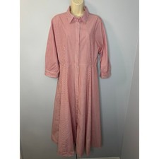 Max & Co Red Striped Cotton Poplin Maxi Shirt Dress Women's 10 Classic