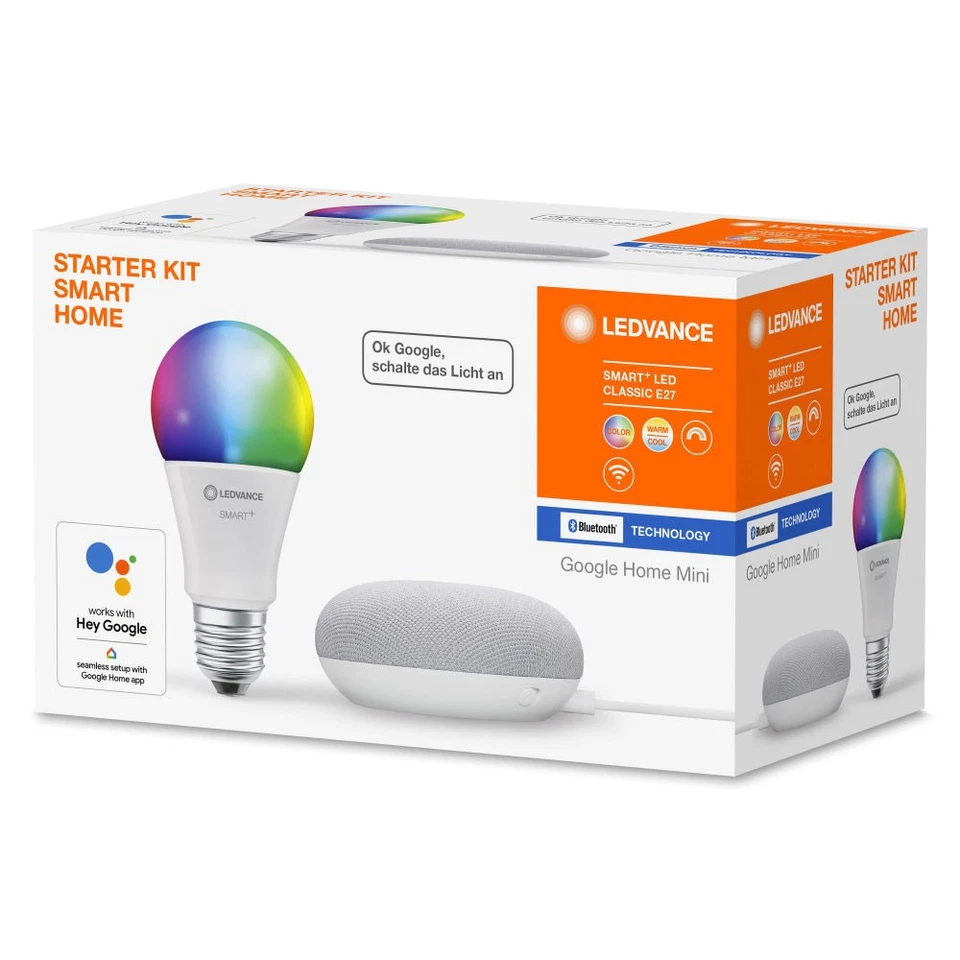 Ledvance LED Smart Home Google Home Mini Kreide Weiß LED 10W E27 RGBW Bluetooth - Bild 4 von 4