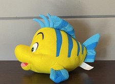 10" Vintage MATTEL Disney LITTLE MERMAID FLOUNDER Plush Fish Stuffed animal Toy