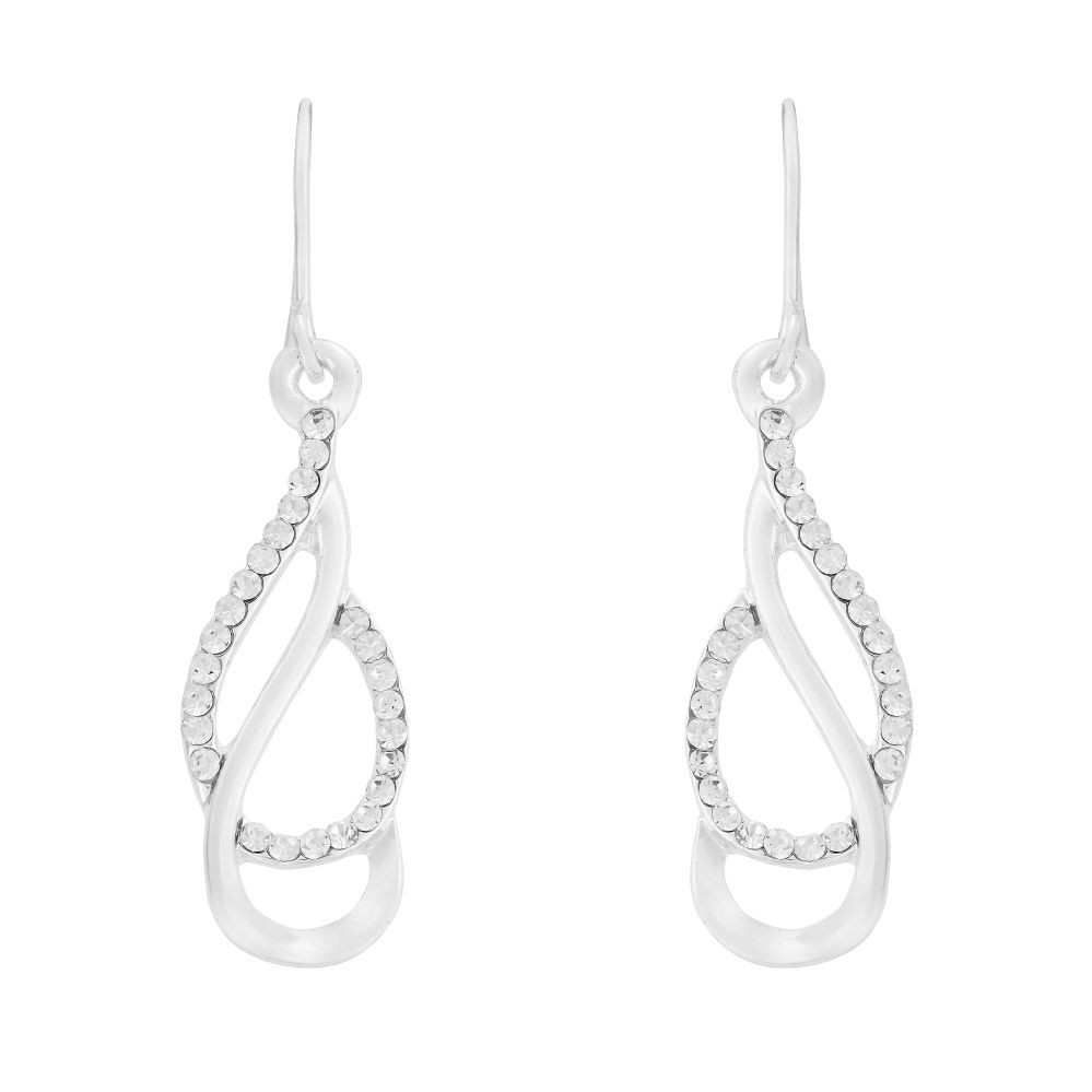 Indulgence Jewellery Rhodium Drop Crystal Earrings