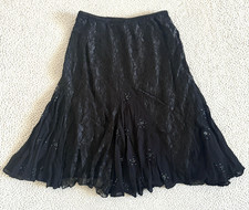 Y2K Lola P Skirt Small Black Lace Beaded Lace Panel Whimsigoth Fairy Witchy