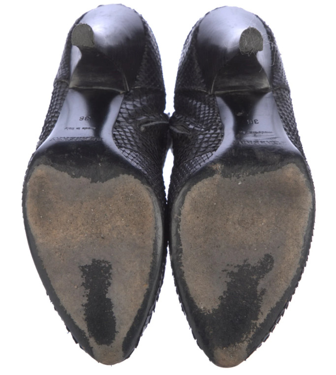 Burberry Black Python-Embossed Leather Ankle Boot… - image 4