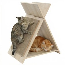 Multi Functional Cat Scratcher 18.5x12x21in Scratching Board Tunnel Wooden Loung