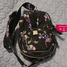 Vera Bradley Floral Quilted Crossbody Bag Zip Closure Adjustable Strap Black