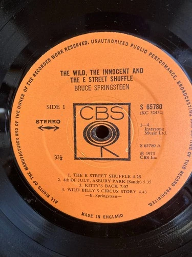 BRUCE SPRINGSTEEN THE WILD THE INNOCENT & THE E STREET SHUFFLE FIRST UK PRESS VG
