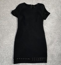 Banana Republic Dress Womens 4 Petite Black LBD Lasor Cut Business Cocktail