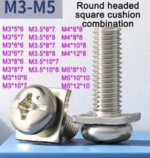 Round head square pad cross pan head screw combination( nickel plated ) M3M3.5M4