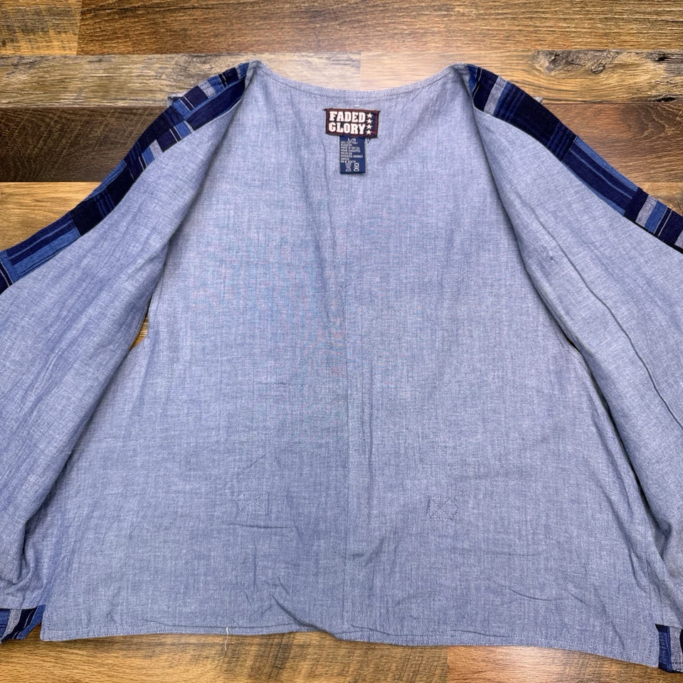 Chaleco Gloria Desteñido De Colección Para Hombre Grande Solapa Azul Foto 3 de 4