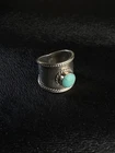 Artisan Turquoise Navajo Style Chunky Ring Sterling Silver 925 Size 7 Vintage