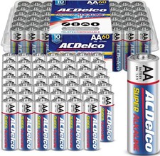 60-Count Double AA Alkaline Batteries 10-Year Shelf Life Home Office Flashlights