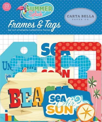 Carta Bella Summer Splash Frames & Tags, 33 Pieces, Die Cut Cardstock Pieces