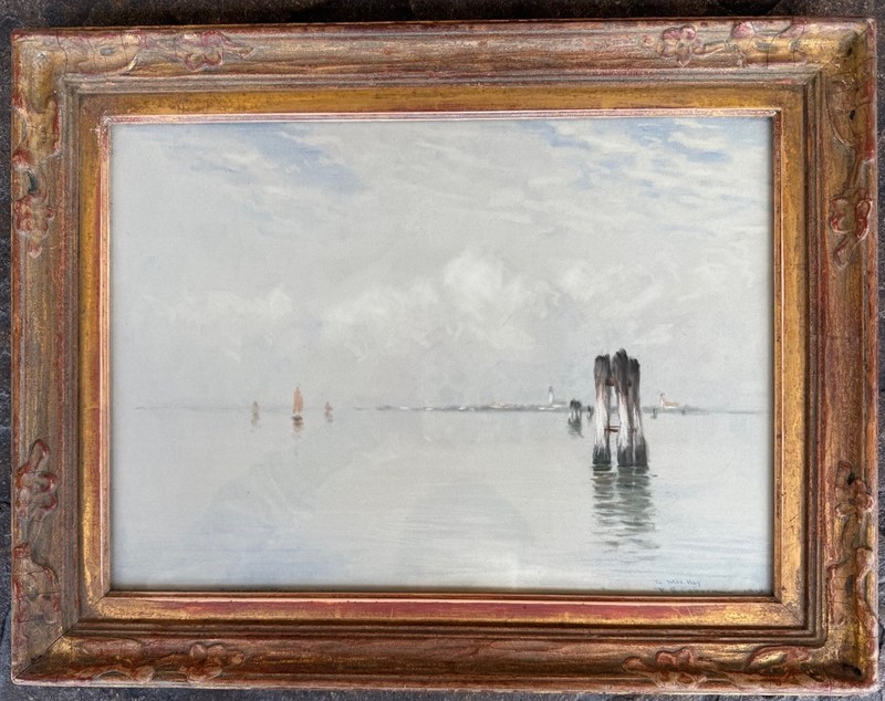 1913 watercolor painting titled  Venice by artist F. S. Coburn Antique Italy