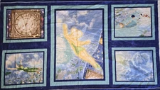 THOMAS KINKADE PETER PAN TINKERBELL COTTON FABRIC PANEL 23" X 44" 
