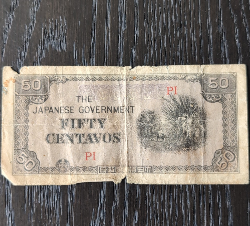 Japanese Government 50 Centavos Wartime Occupation Note, Japan, Circulated