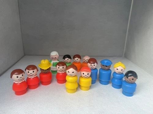 Vintage Fisher Price Little People 14 Lot Pilot Cowboy Hooper African American