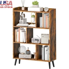 Wooden Bookcase 6 Cubbies Space Saving Bookshelf Safety Design Easy Assembly New