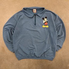 Disney Designs - Blue Quarter Zip Mickey Vintage 90s Sweatshirt