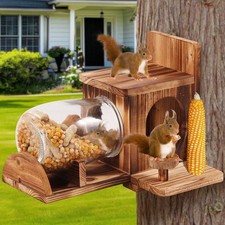 Wood Squirrel Feeder, Squirrel Feeders for Outside Garden Tree, Chipmunk Feed...
