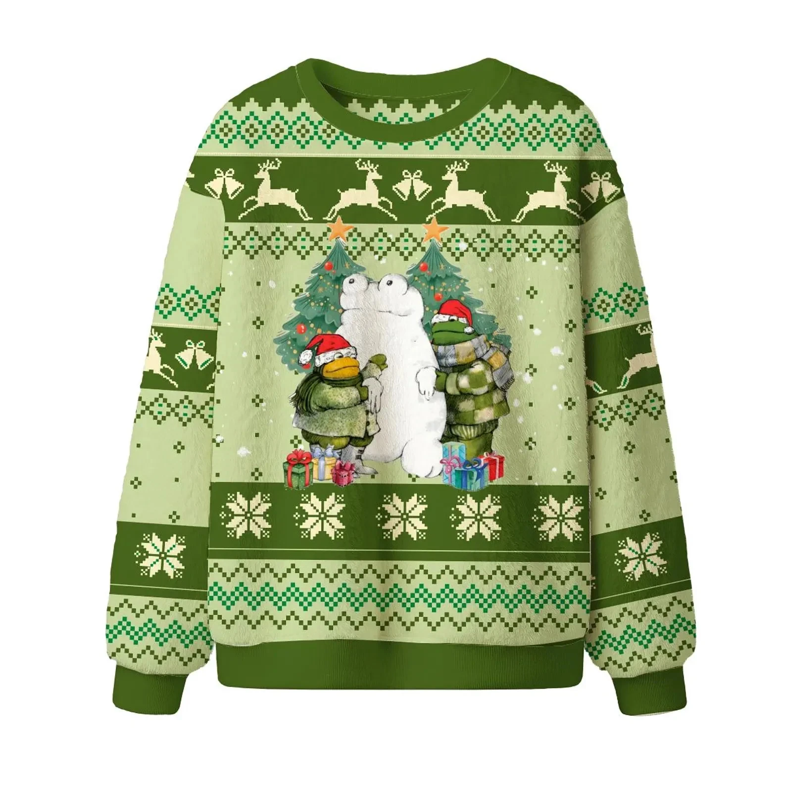 Frog And Toad Snowman Christmas 3D Print Ugly Sweatshirt