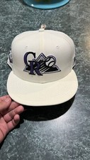 7 1/2 colorado rockies off white 20th anniv. purple bottom UV fitted hat NWOT
