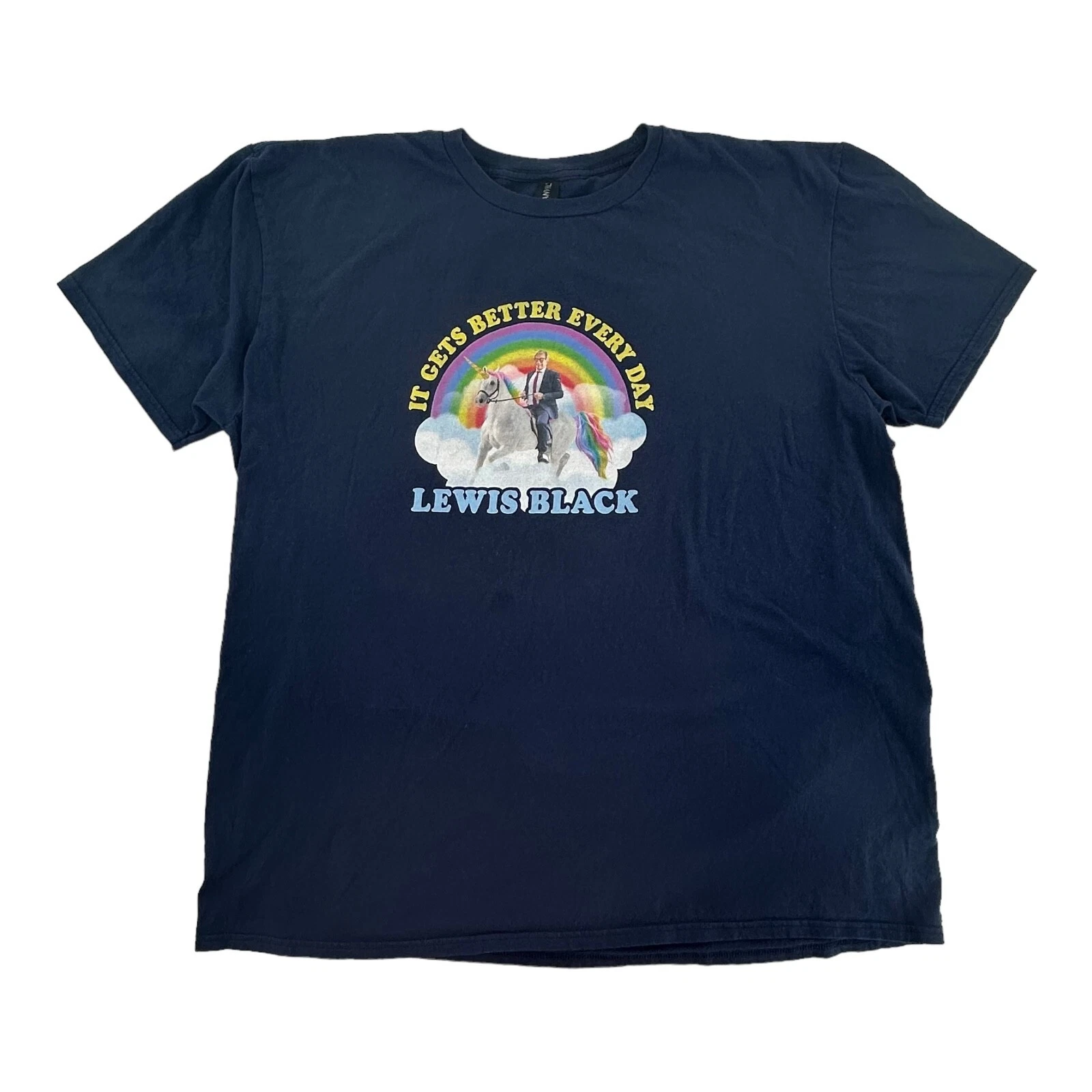Lewis Black It Gets Better Every Day Tour 2020 T-Shirt Comedian Navy Blue 2XL