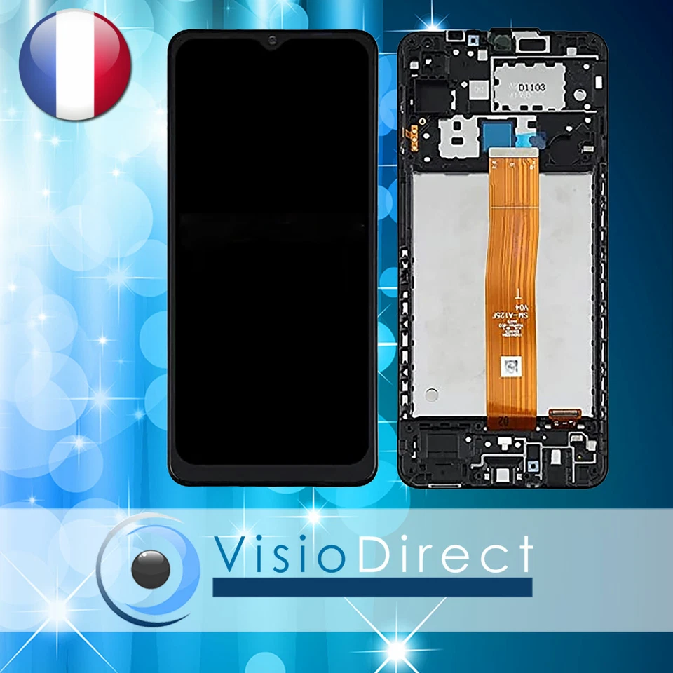 VISIODIRECT Vitre tactile+ Ecran LCD sur chassis pour Samsung Galaxy A12 SM-A125F Noir