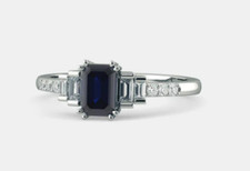 Fabulous Awesome 1.40 Carat Blue Sapphire White Cubic Zirconia Engagement Ring